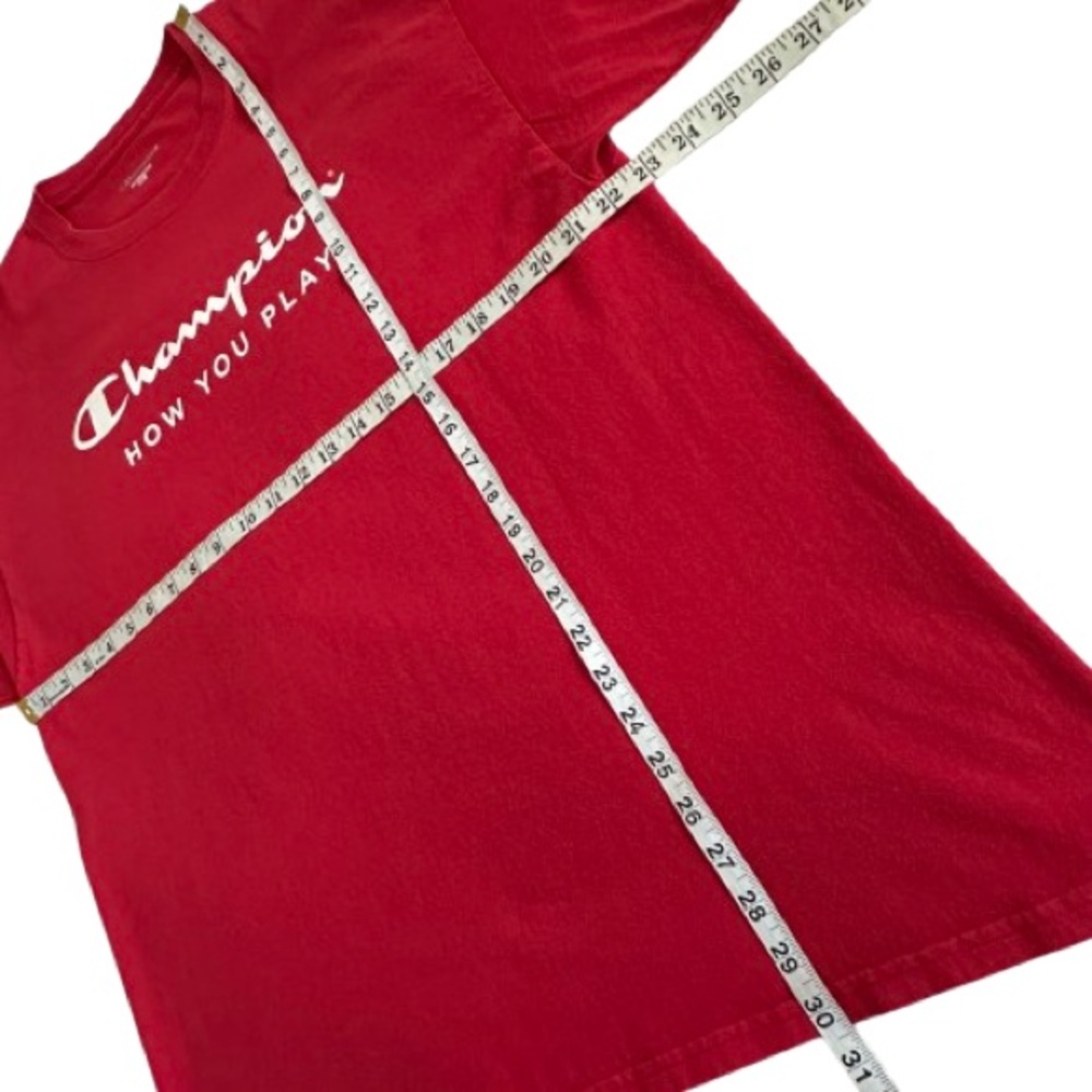 Champion Men's XL Red With White Logo Cotton Crew Neck Short Sleeve T-Shirt Top - Picture 12 of 14